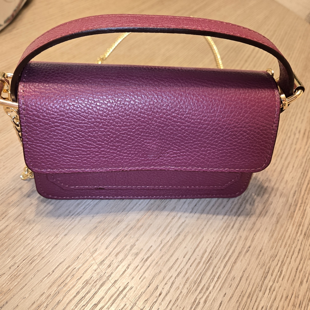 BORSE PELLE - Made In Italy - Elegant Burgundy Leather Shoulder Bag - Picture 3 of 9
